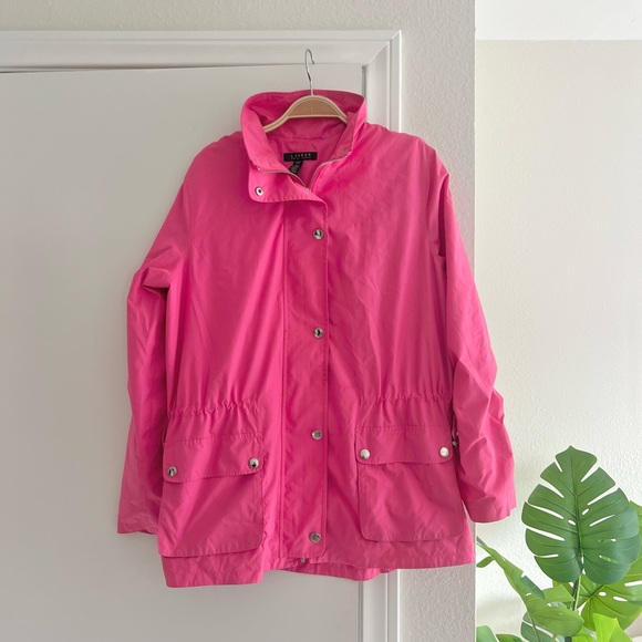 Ralph Lauren Jackets & Blazers - Ralph Lauren Hot Pink Silver Accent Raincoat Jacket Windbreaker Trenchcoat